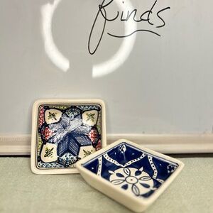 Decorative Hand Painted Ceramic Dish Set - Blue and White